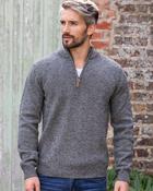 100% Lambswool Heavyweight Half Zip Pepper Marl - Grey / XXL