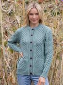 Ladies Cable Knit Cardigan Aqua - XL