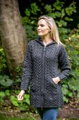 Irish Aran Hooded Coat Charcoal - XXL / Charcoal image
