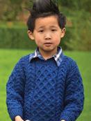 Merino wool Children's Aran Sweater - 4-5 yrs / Blue