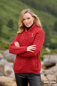 Aran Cable Knit Side Zip Christmas Red - M image