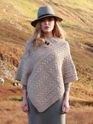 Ladies Aran Poncho One Size - Parsnip