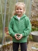 Kids Irish Hooded Cardigan Green - 6-7 yrs