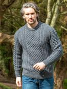 Unisex Merino Wool Aran Sweater - Slate - XXL image