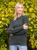 Unisex Merino Wool Aran Sweater Army Green - XL image