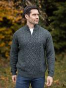 Wool Blend Aran Half Zip Sweater - Black Watch / XXL image