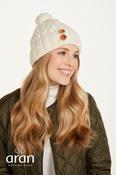 Super Soft Aran Hat with Triskelion Buttons - natural image