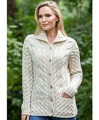 Super Soft Merino Wool Ladies Cardigan - Natural White / S