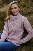 100% Merino Wool Side Zip Aran Cardigan – Baby Pink - M image