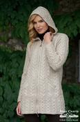 Aran Hooded Coat with Celtic Knot Zipper - Oatmeal / M