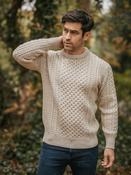 Fisherman Aran Sweater Parsnip Merino Wool - L