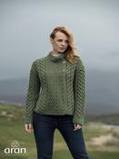 Super Soft Three Button Aran Cable knit Cardigan - Green / XL