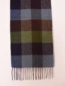 100% Lambswool Green Navy and Brown Block Colours