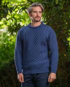 Unisex Merino Wool Aran Sweater Denim Blue - XXL image