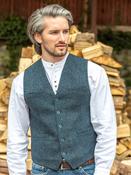 Wool Blend Lined Waistcoat Navy Herringbone - Chest 46 inches image