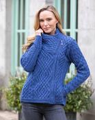 Cable Knit Side Zip Cardigan Royal Blue - Blue / XXL