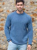 Men's Crew Neck Wool and Cashmere Sweater Blue Ocean - L image