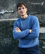 Men's Crew Neck Wool and Cashmere Sweater Blue Ocean - XL image