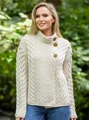Super Soft Three Button Aran Cable knit Cardigan - Natural / XXL