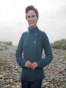 Super Soft Three Button Aran Cable knit Cardigan - Teal / M