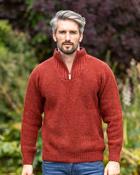 Mens Merino Wool Half Zip Sweater Copper - Copper Marl / S image