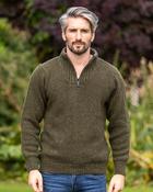 Mens Merino Wool Half Zip Sweater Loden - Loden / S image