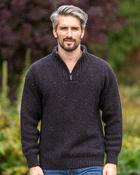 Mens Merino Wool Half Zip Sweater Night Marl - COPPER / LARGE image