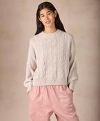 Eva Cable Knit Crew Neck Chalk - XL image
