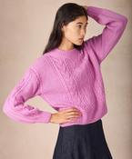 Eva Cable Knit Crew Heather - M