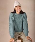 Eva Cable Knit Crew Neck Ocean - M