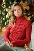 Luxurious Cable Knit Sweater - Ruby Red - M image