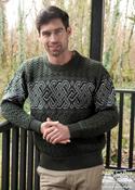 Unisex Jacquard Crew 100% Merino Wool Army - XXL image