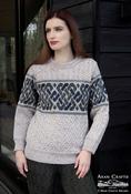 Unisex Jacquard Sweater Oatmeal Merino Wool - S