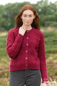 Short Buttoned Aran Cardigan - Fuchsia - S