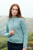 Short Buttoned Aran Cardigan - Mermaid - M
