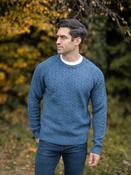 100% Lambswool Cable Knit Crew Neck Indigo Blue - Indigo Blue / XXL image