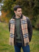 Wool And Cashmere Unisex Scarf Beige Check With Red - Beige / One Size
