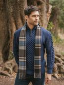 100% Cashmere Scarf Unisex Blue Brown Check - WINEGREY / ONE image