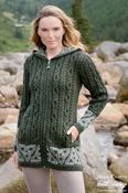 Celtic Jacquard Hooded Coat Army - XS image
