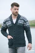 Fairisle Shawl Cardigan Charcoal - XL