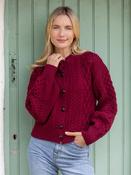 Clover Cropped Cardigan Claret - 3XL