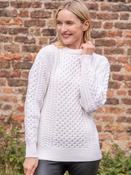 Unisex Merino Wool Aran Sweater Natural - M image