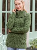 100% Super Soft Merino Wool Cowl Neck with Buttons Green - S