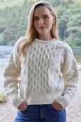 Crop Cable Aran Sweater Super Soft Merino - Natural - XL image