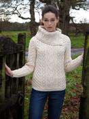 Womens Aran Turtleneck Pockets Sweater image
