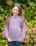 Kids Aran Sweater Merino Wool - Lavender - 1-2 yrs image