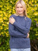 Unisex Merino Wool Aran Sweater Denim Marl - L image