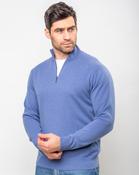 Cashmere and Merino Wool 1/2 Zip Sweater Denim - M