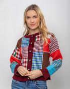 Autumn Patchwork Cardigan 100% Fine Merino Wool - M image