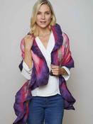 Felt Merino wool &amp; Silk Shawl - Pink and Purple
